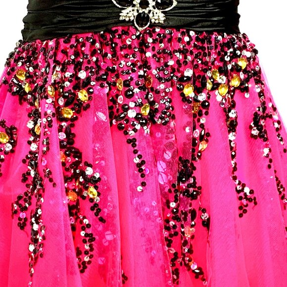 Alyce Designs Pink Sequin Showgirl Jeweled Cocktail Dress Corset Back 6 Hoco - Picture 5 of 13